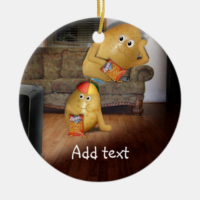 Adorno De Cerámica Patatas con padre durmiendo en el sofá (Frente)