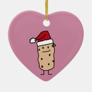 Adorno De Cerámica Patatas de la patata que llevan el gorra de Santa