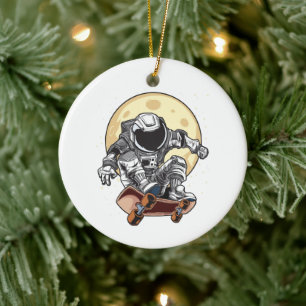 Adorno De Cerámica Patinador Astronauta