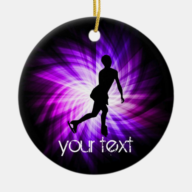 Adorno De Cerámica Patinaje con imágenes púrpuras (Frente)