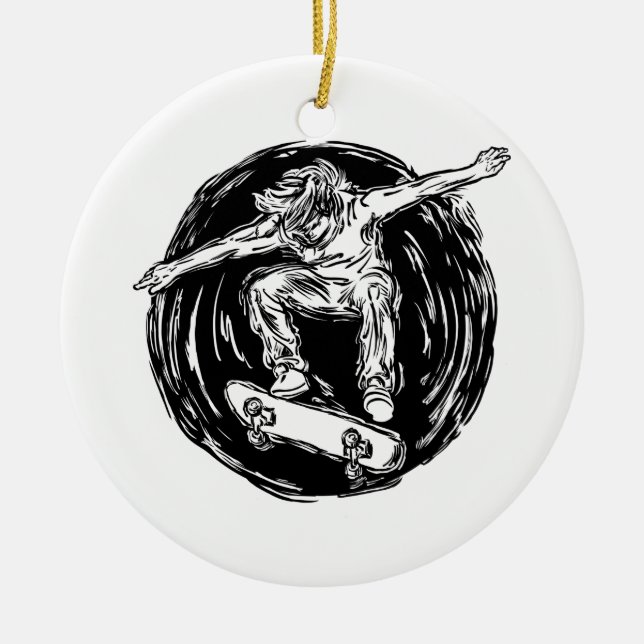 Adorno De Cerámica Patinaje De Patinaje De Plana Duración (Frente)