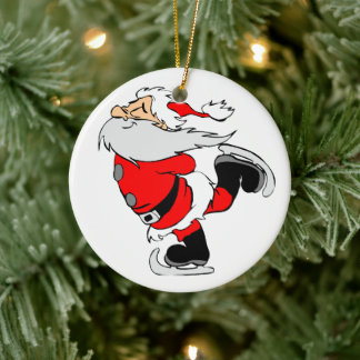 Adorno De Cerámica Patinaje de Santa Claus