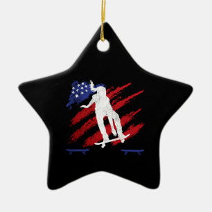 Adorno De Cerámica Patinaje deportivo femenino Patriotic USA