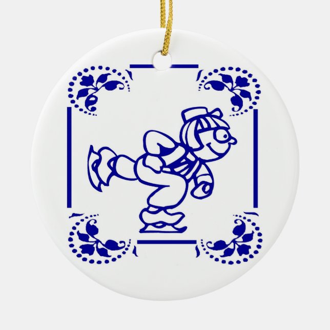 Adorno De Cerámica Patinaje sobre hielo holandés (Frente)