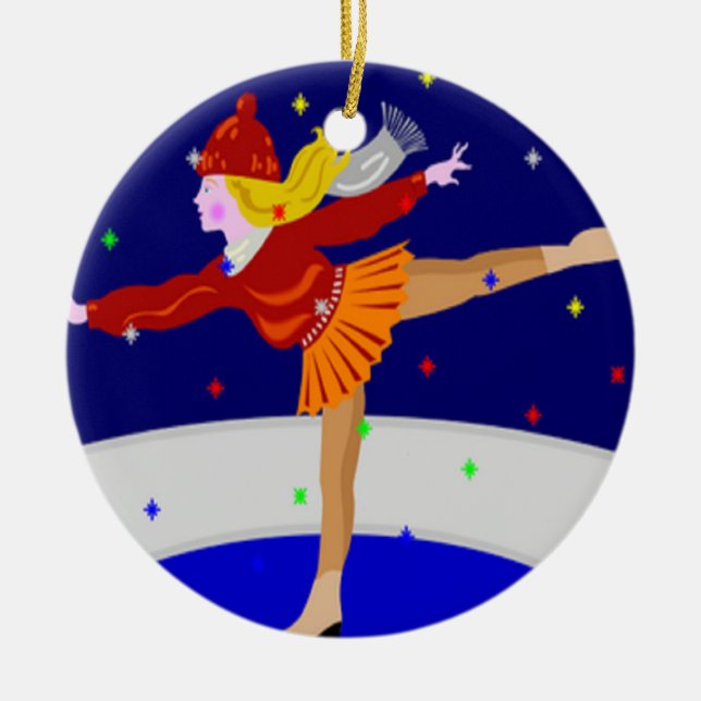 Adorno De Cerámica Patinaje sobre nieve (Frente)