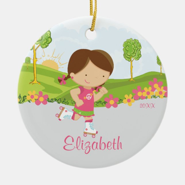 Adorno De Cerámica Patinaje sobre patinaje sobre hielo Chica Ornament (Frente)
