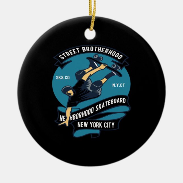 Adorno De Cerámica patineta de barrio de la hermandad callejera (Frente)