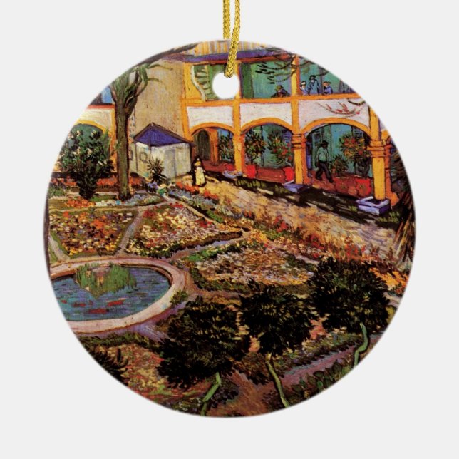 Adorno De Cerámica Patio del hospital de Arles por Vincent van Gogh (Frente)