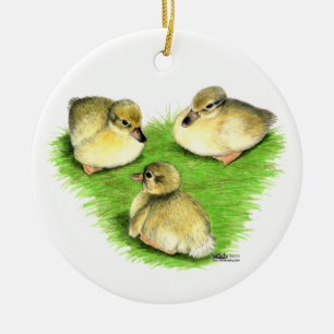 Adorno De Cerámica Patitos de Ánade Real nevados