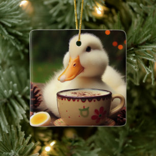 Adorno De Cerámica Pato blanco de Navidad Pekín