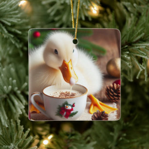 Adorno De Cerámica Pato blanco de Navidad Pekín