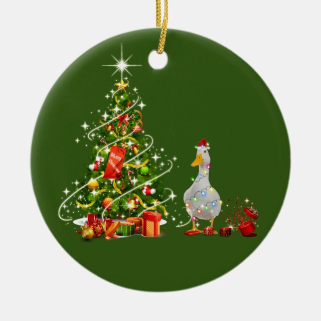 Adorno De Cerámica Pato Con Navidades Gorras De Scaft (Frente)