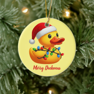 Adorno De Cerámica Pato de goma de Santa Navidad Feliz Pato de Navida