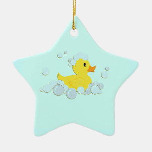 Adorno De Cerámica Pato de goma en burbujas