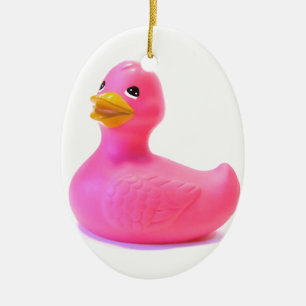 Adorno De Cerámica Pato de goma rosado