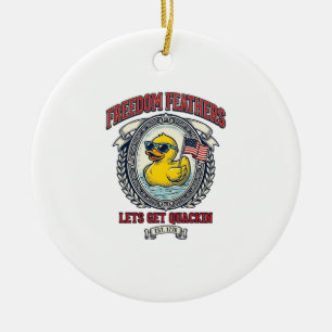 Adorno De Cerámica Pato de la Libertad Humor Patriótico Vintage