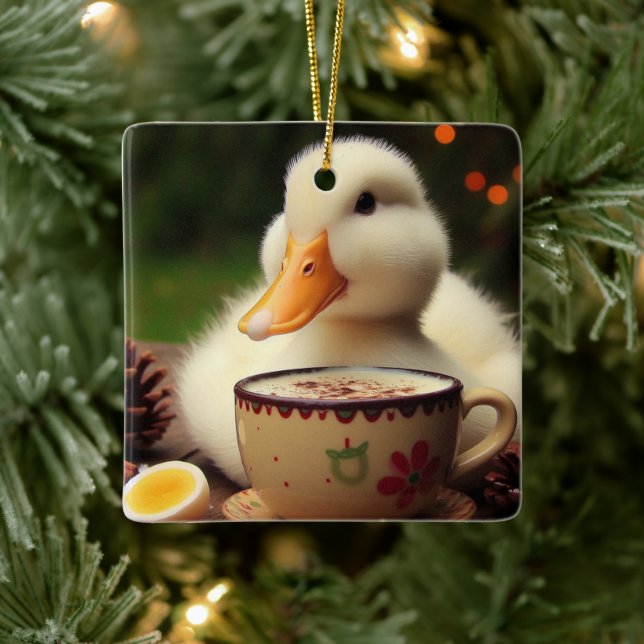 Adorno De Cerámica Pato de Navidades de Pekin Blanco (Árbol)