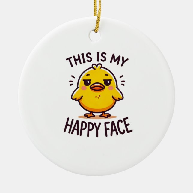 Adorno De Cerámica pato gruñón-esta es mi cara feliz graciosa (Frente)