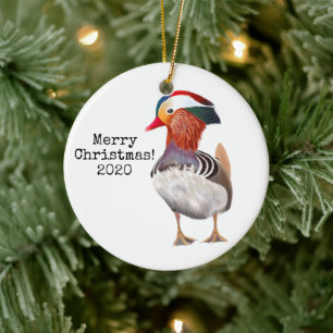 Adorno De Cerámica Pato mandarín precioso Feliz Navidad