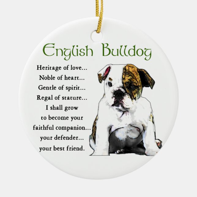 Adorno De Cerámica Patrimonio de amor en el Bulldog inglés (Frente)