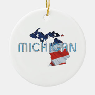 Adorno De Cerámica Patriota de Michigan de la CAMISETA
