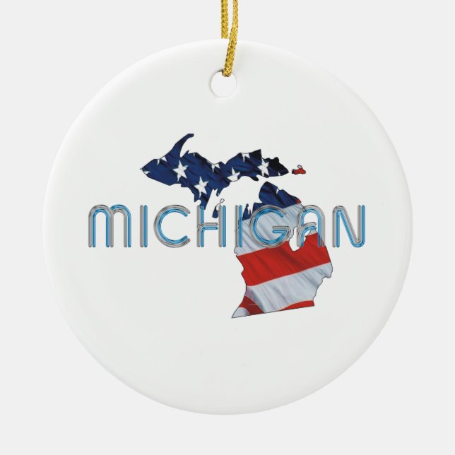 Adorno De Cerámica Patriota de Michigan de la CAMISETA (Frente)