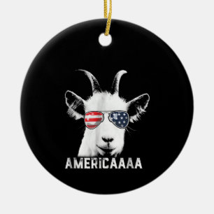 Adorno De Cerámica Patriotic Goat Funny Goat America