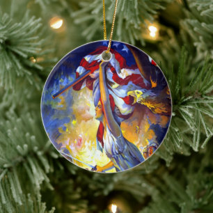 Adorno De Cerámica Patriótica de la Vintage Libertad Bandera American