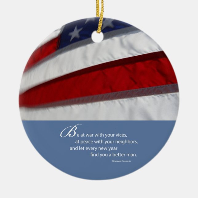 Adorno De Cerámica Patriótico, Bandera Americana (Frente)