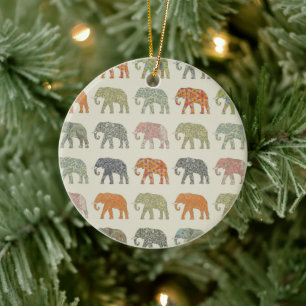 Adorno De Cerámica Patrón animal elefante colorido contemporáneo