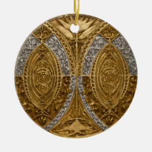 Adorno De Cerámica Patrón Art Déco de Plata y Oro
