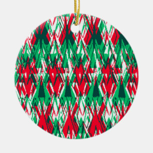 Adorno De Cerámica Patrón azteca abstracto de color verde puro