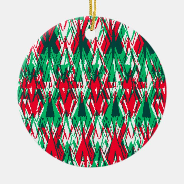 Adorno De Cerámica Patrón azteca abstracto de color verde puro (Frente)