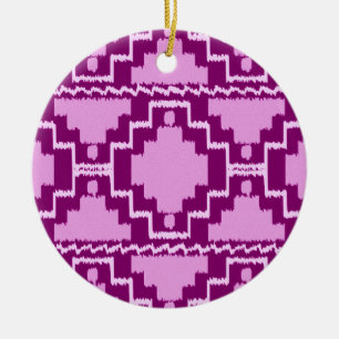 Adorno De Cerámica Patrón Azteca Ikat - Ametista morado y violeta