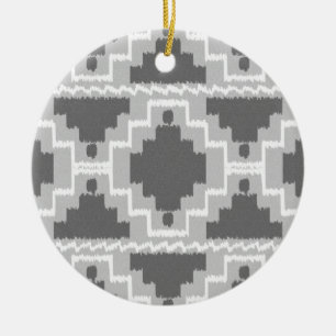 Adorno De Cerámica Patrón Azteca Ikat - Gris oscuro y claro