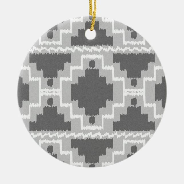 Adorno De Cerámica Patrón azteca Ikat - gris oscuro y claro / gris (Frente)