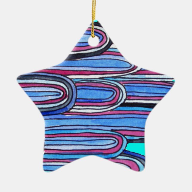 Adorno De Cerámica Patrón azul acuático de Ocean Waves (Frente)