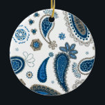 Adorno De Cerámica Patrón bohemio azul paisley<br><div class="desc">patrón de paisajes</div>