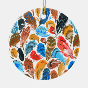 Adorno De Cerámica Patrón brillante con plumas de pájaro