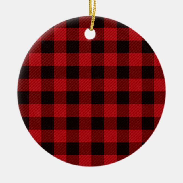 Adorno De Cerámica Patrón clásico rojo y negro trenzado (Frente)