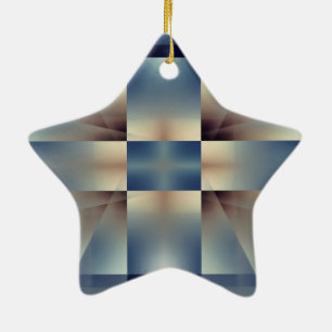 Adorno De Cerámica Patrón cruzado azul y amarillo