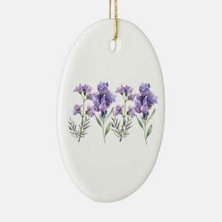 Adorno De Cerámica Patrón de acuarela de lavanda francés