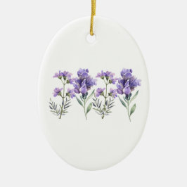 Adorno De Cerámica Patrón de acuarela de lavanda francés