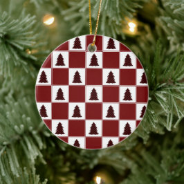 Adorno De Cerámica Patrón de árbol de Navidad de búfalo rojo moderno