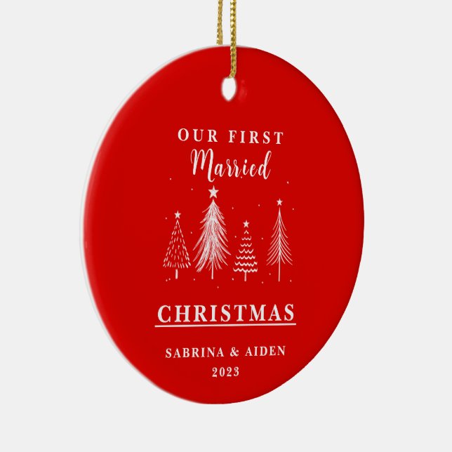 Adorno De Cerámica Patrón de árbol de Navidad | Primeros Navidades ca (Derecha)