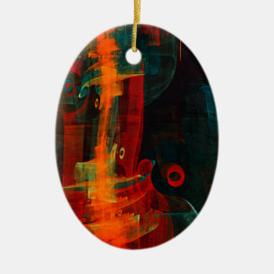 Adorno De Cerámica Patrón de arte abstracto moderno azul rojo naranja