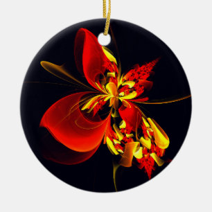 Adorno De Cerámica Patrón de arte abstracto moderno floral amarillo r