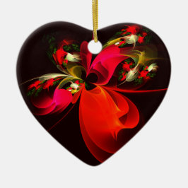 Adorno De Cerámica Patrón de arte abstracto rojo verde floral moderno