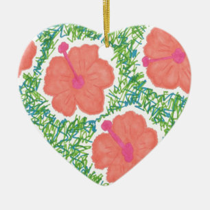 Adorno De Cerámica Patrón de arte pop de Hibiscus