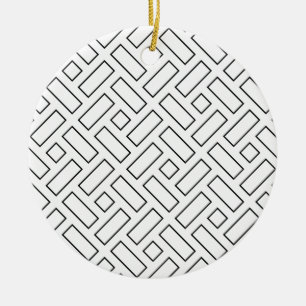 Adorno De Cerámica Patrón de bloques lineales en blanco y negro - bla